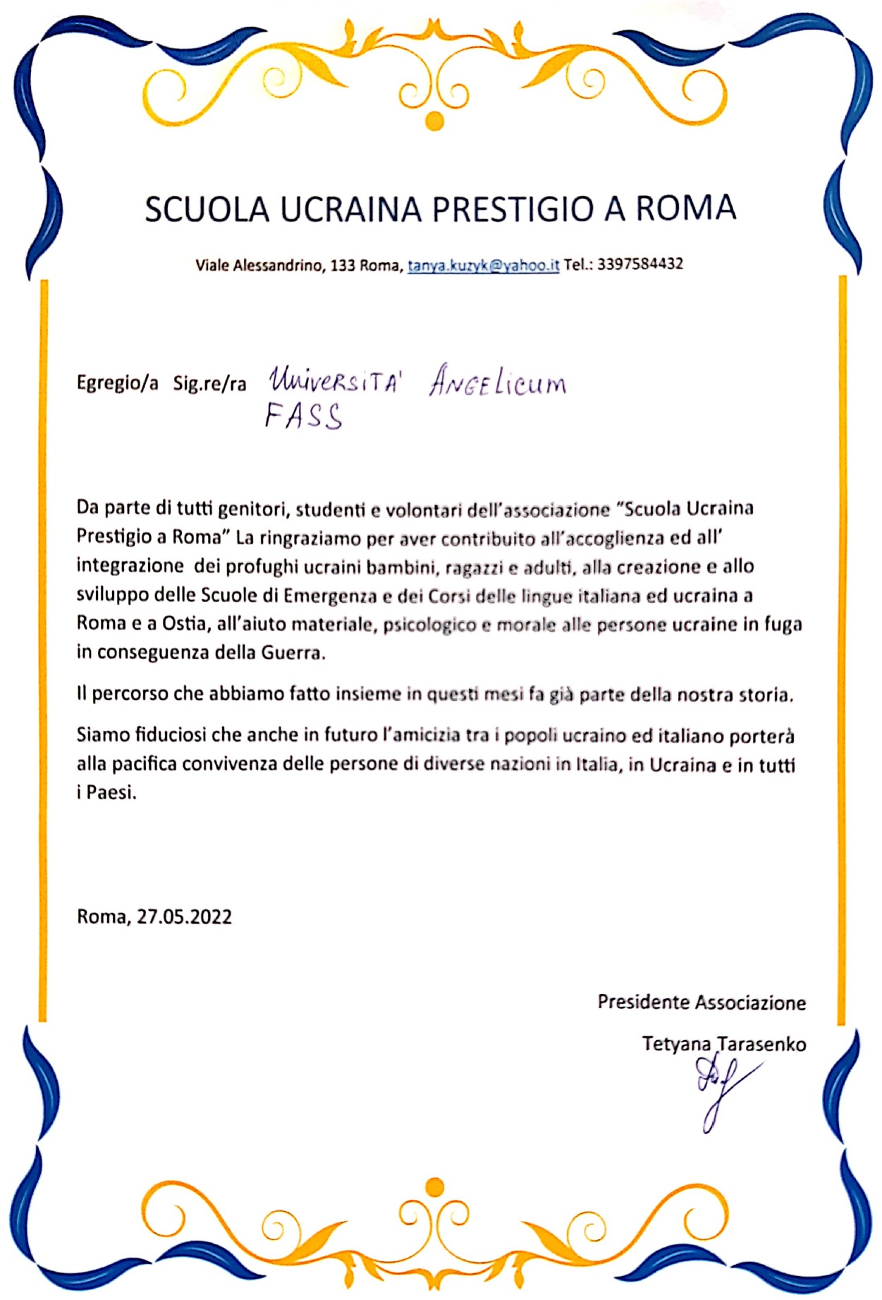 certificato fass